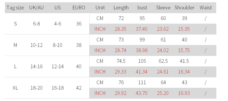 size chart for selvedge top