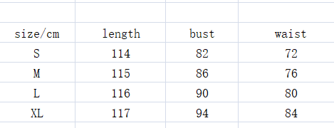 size chart for floral dress