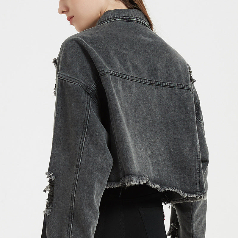 Denim Washed Casual Jacket Short Coat
