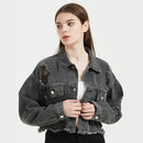 Denim Washed Casual Jacket Short Coat