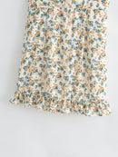 Suspender Printed Ruffled Tied Backless Mini Dress