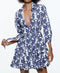 Printed Blue Mini sleeve Dress
