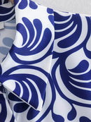 Printed Blue Mini sleeve Dress
