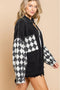Chessboard Grid Stitched Baggy Casual Jacket