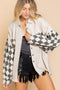 Chessboard Grid Stitched Baggy Casual Jacket