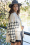 Chessboard Grid Stitched Baggy Casual Jacket