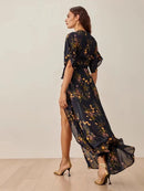 half sleeve slim maxi dress