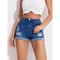 elastic denim shorts