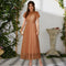 Casual Short Sleeve Stitching Mesh Maxi Dress