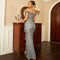 Sleeveless Long Sequined Off-Neck Backless Evening Dress