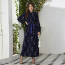 Round Neck High Waist Ribbon Long Sleeve Maxi Dress