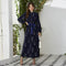 Round Neck High Waist Ribbon Long Sleeve Maxi Dress