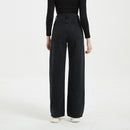 Black High Waist Ripped Straight Jeans