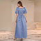 High Waist Square Collar A-Line Maxi Dress