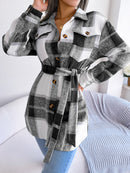 Casual Long Sleeve Tied Thick Woolen Coat