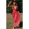 Dinazah Women Bohemian V-neck Rayon Floral Skirt