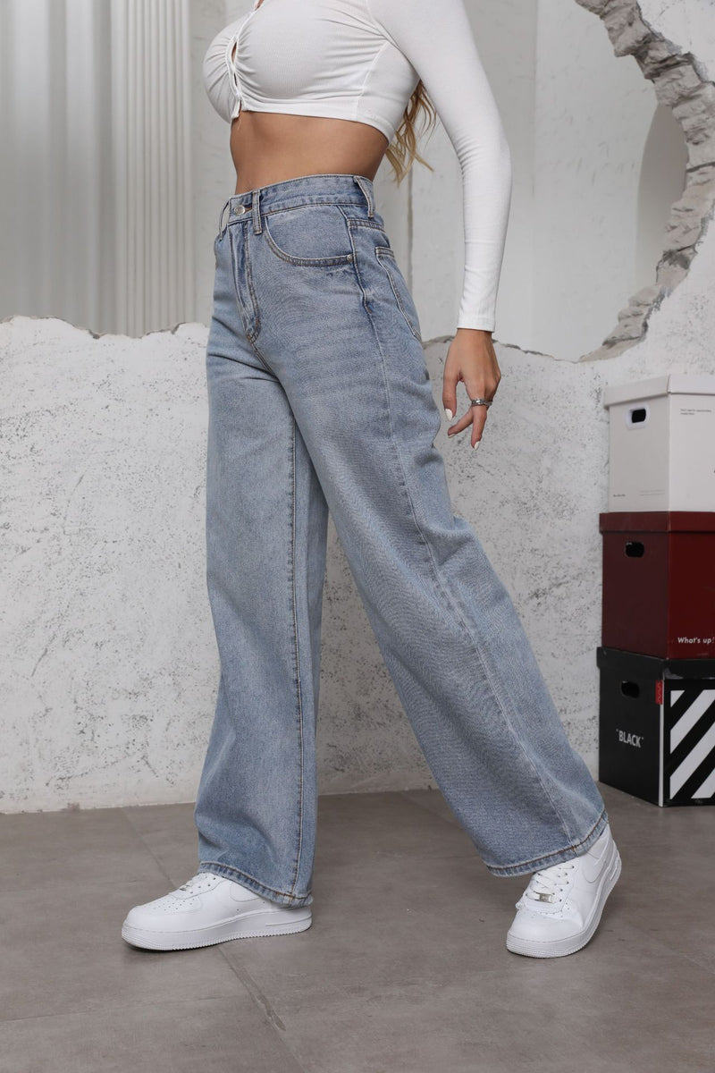Light Blue Loose High Waist Denim Jeans