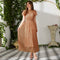 Casual Short Sleeve Stitching Mesh Maxi Dress