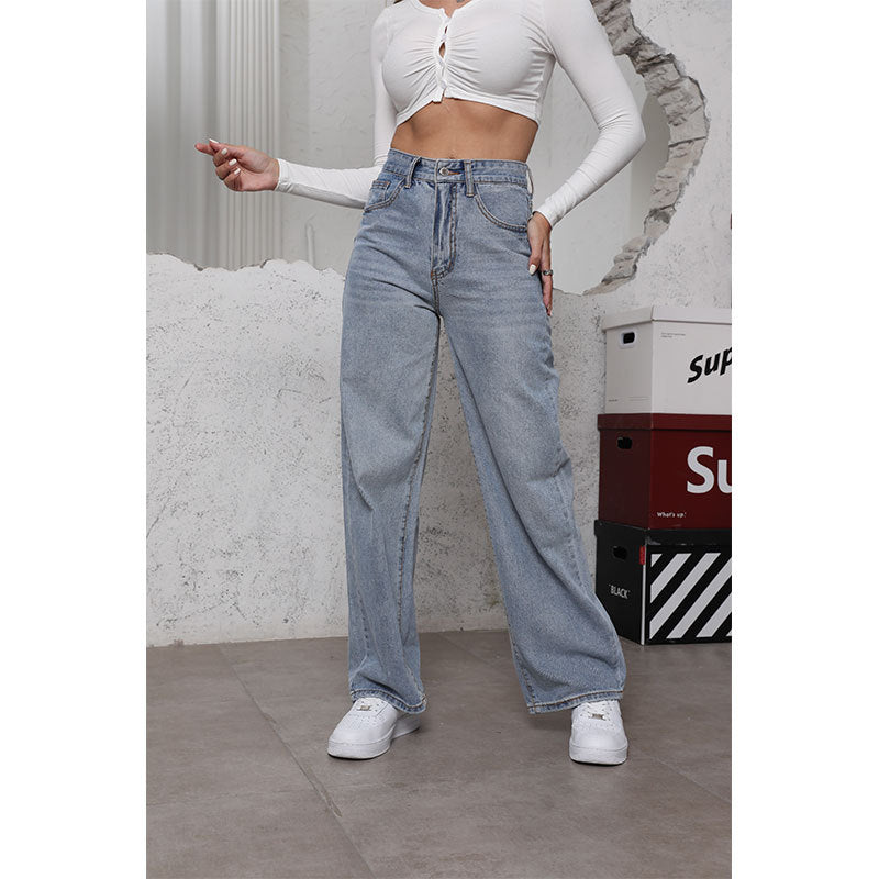 Light Blue Loose High Waist Denim Jeans