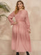 Plus Size Polka-Dot Long Sleeve Dress