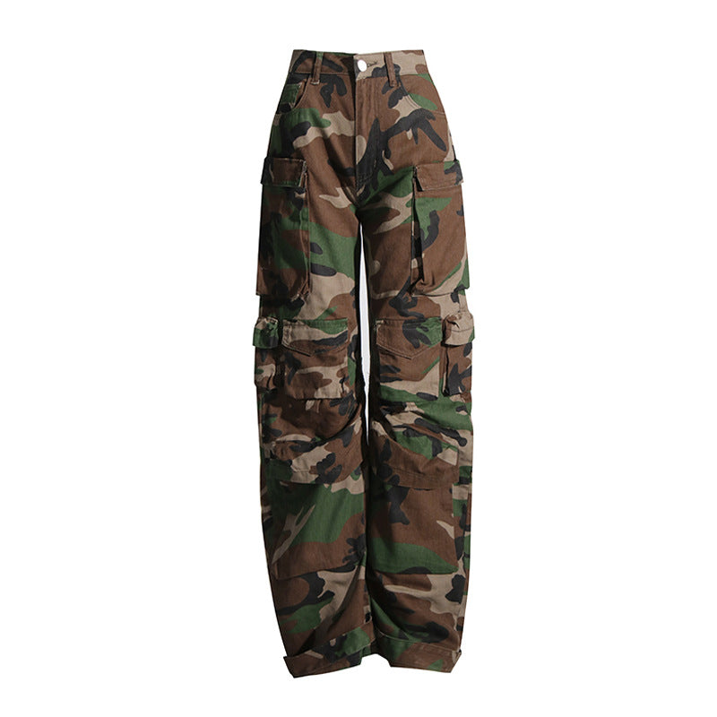 Side Pocket Camouflage Cool Handsome Loose Street Jeans