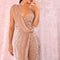 Sleeveless Gold Asymmetric Sequined Slit Party Dress