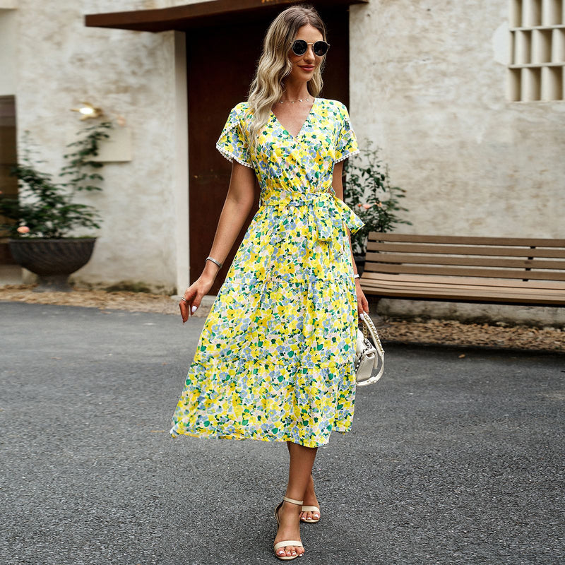 Summer Vacation Casual Floral Dress