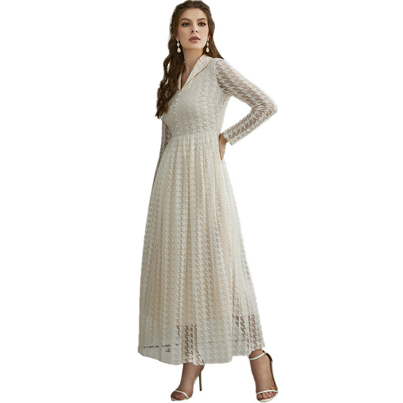 Mesh Hollow Out Cutout V Neck Maxi Dress