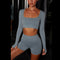 Dinazah Women Classic Flat Collar Long Sleeve Yoga Suit