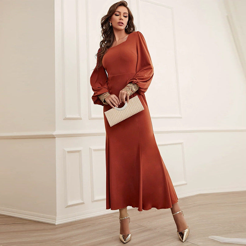 Patchwork Lace Cuff Maxi Dress