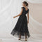 Party V Neck Mesh Formal Maxi Dress
