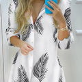 Elegant Shirt Floral Print Slit Skirt