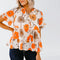 Plant Floral Printed Short Sleeved Chiffon Shirt