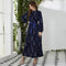 Round Neck High Waist Ribbon Long Sleeve Maxi Dress