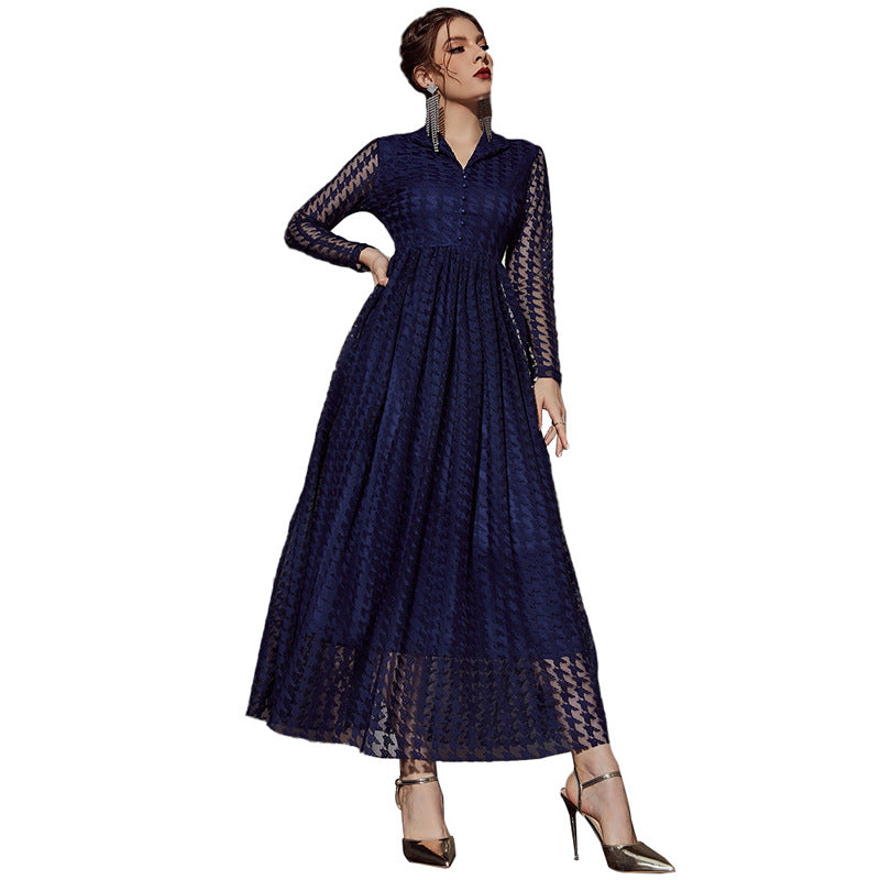 Mesh Hollow Out Cutout V Neck Maxi Dress