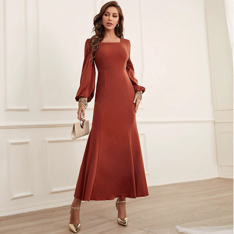 Patchwork Lace Cuff Maxi Dress