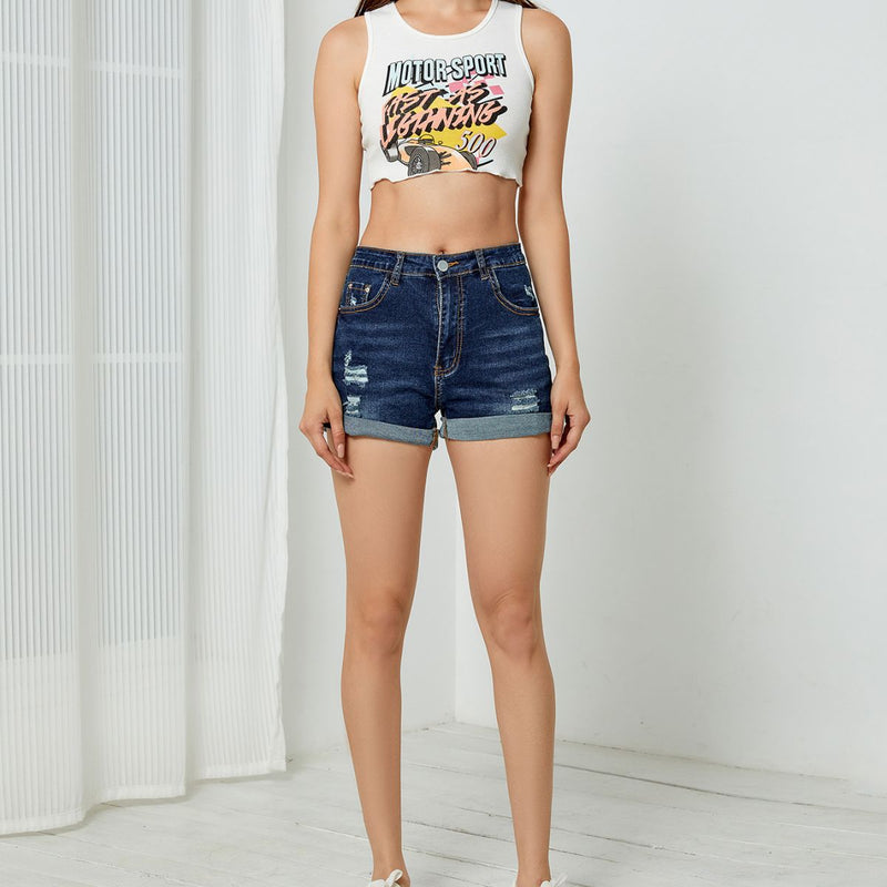 ripped denim shorts