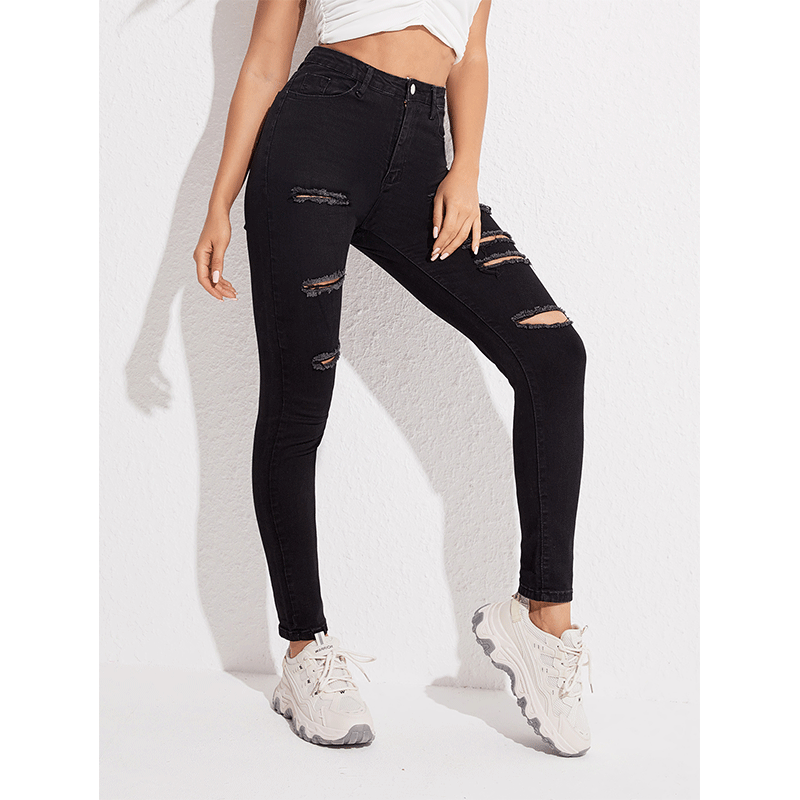 ripped pencil jeans
