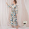 V-neck Long Sleeve Floral Print Maxi Dress