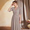 Lantern Sleeve V Neck High Waist Maxi Dress