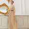 High Neck Bell Sleeve Solid Color Maxi Dress