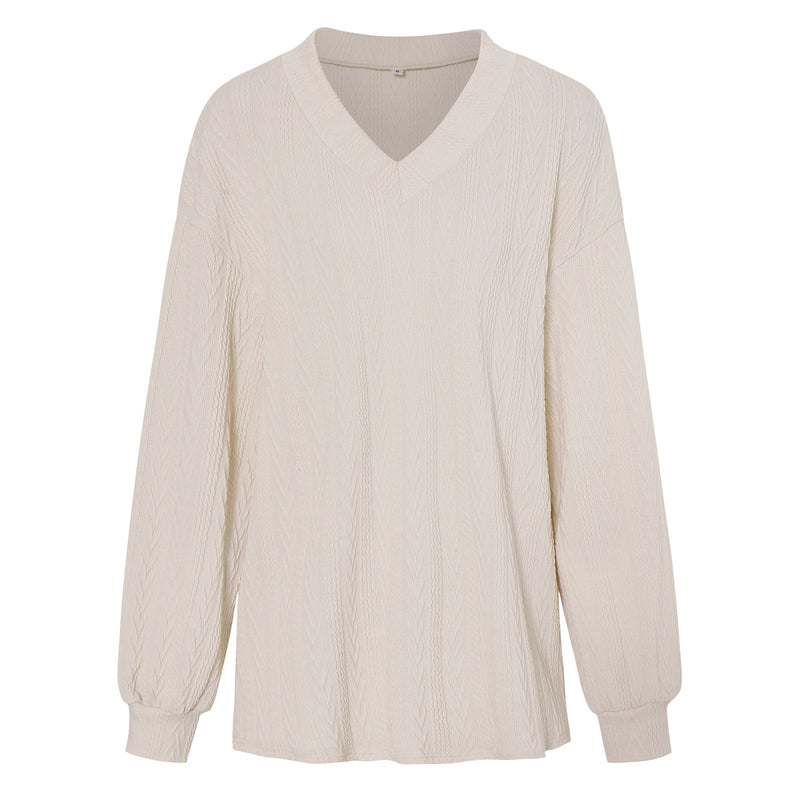 Jacquard V Neck Thin Top Sweater