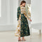 V Neck Long Sleeve Printed Maxi Dress