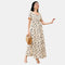 The Floral V-Neck Maxi Dress with Zipper and Short Sleeve