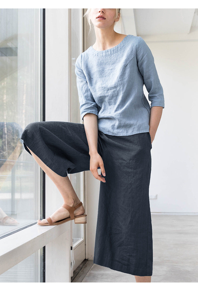 Elastic Waist and Casual Drooping Pants