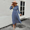 Printed Lantern Sleeve Round Neck Smocking Dress