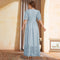 Lantern Sleeve V Neck High Waist Maxi Dress