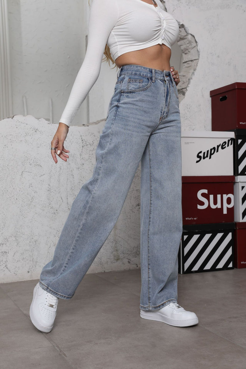 Light Blue Loose High Waist Denim Jeans