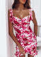 Ruffled Sleeveless V-neck Hip Floral Dress