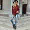 Jacquard V Neck Thin Top Sweater